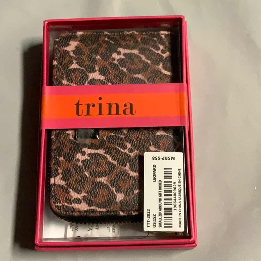 Trina Turk Leopard Print Wallet - Brown and Pink